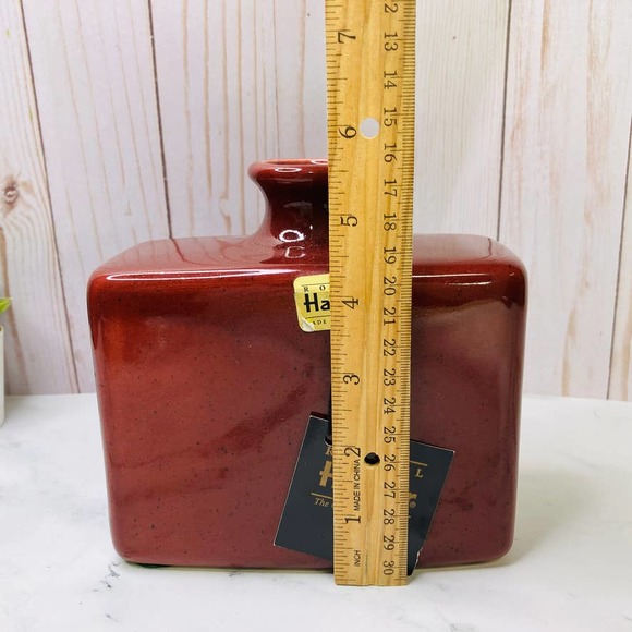 Vintage Royal Haeger 244-01 Red Bordeaux Vase Rectangle 1999 Original Sticker - Picture 8 of 10